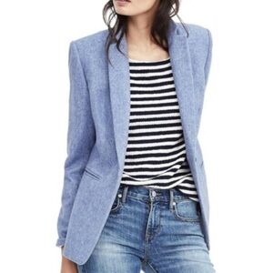 NWT [$198] Banana Republic Nova Fides luxury italian flannel in light blue Sz 0